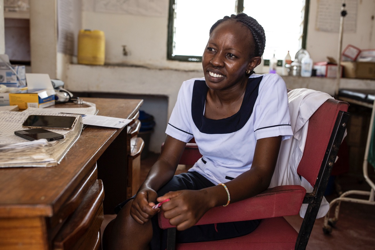 Head Nurse Teresia Wambui at Napeikar Dispensary in Turkana on February 25, 2020. .Intrahealth International, Johnson and Johnson and Nursing Now spoke to nurses in order to illustrate gender dynamics in nurse leadership in Kenya in February 2020.