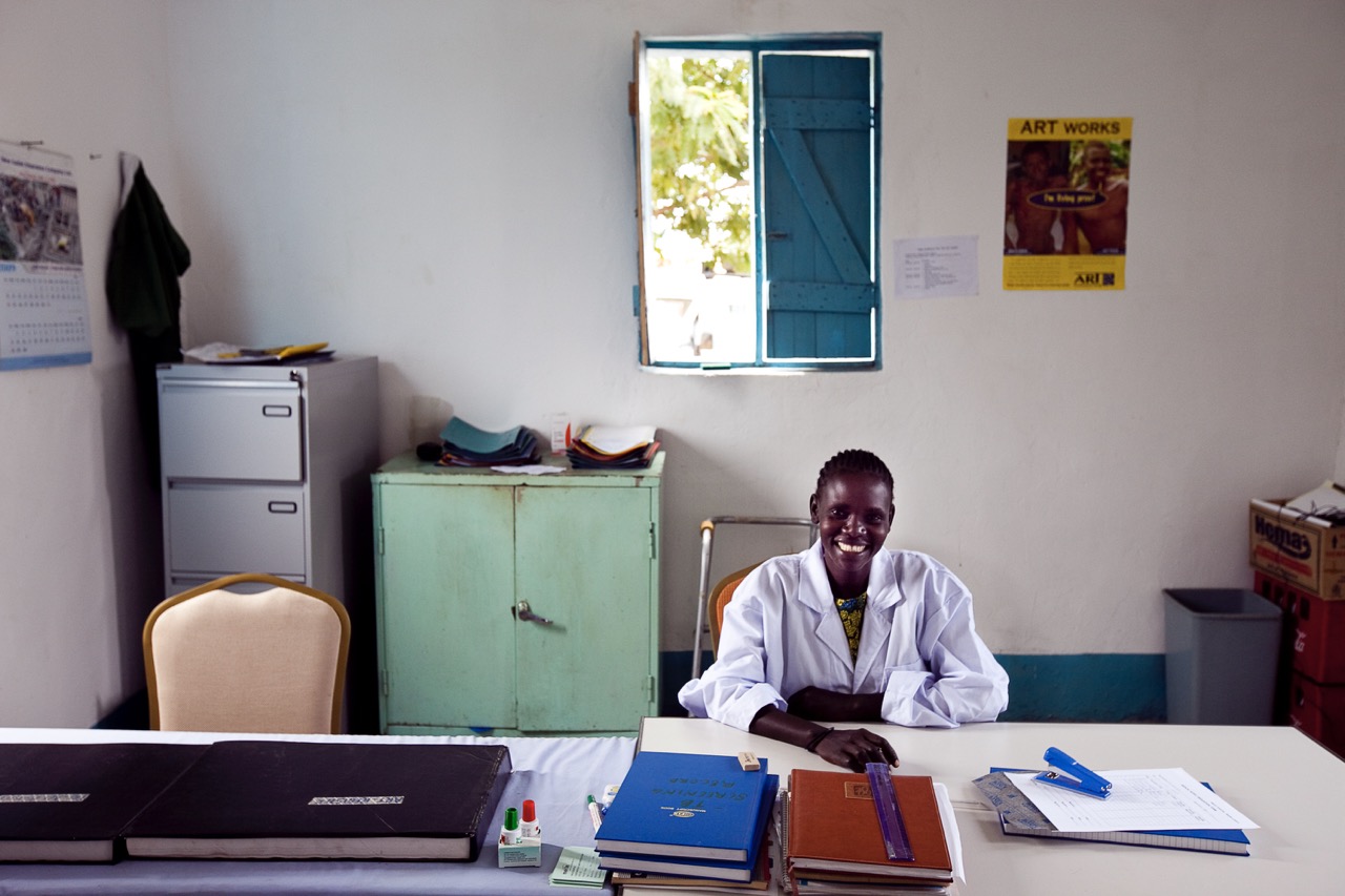 Sudan, May 2009. ARV distribution office at the Nimule Hospital where Intrahealth works in conjunctions with Merlin.